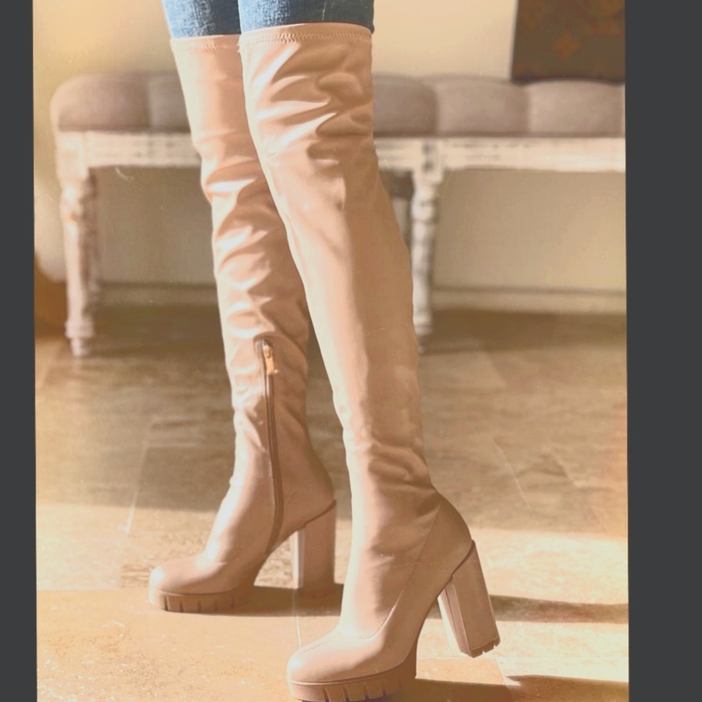 Just In all night out Pu nude Boots - Picture 2 of 2